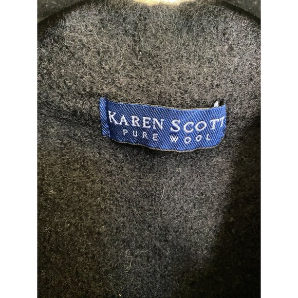 Karen Scott Womens Black 100% Wool Button-Up Long Sleeve Sweater XL Jacket - Picture 4 of 8
